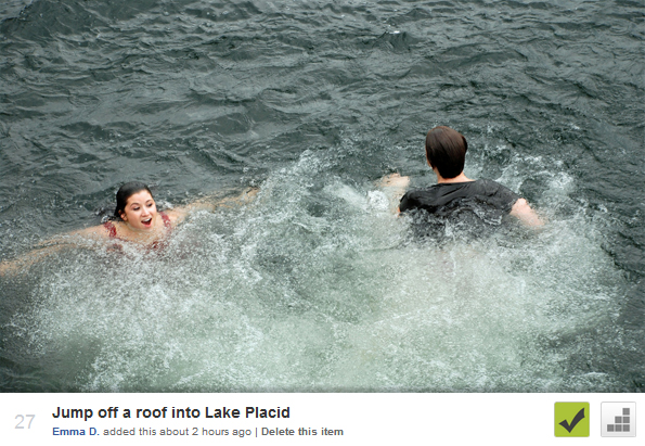 Jumped off a roof into Lake Placid